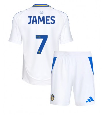 Leeds United Daniel James #7 Primera Equipación Niños 2024-25 Manga Corta (+ Pantalones cortos)